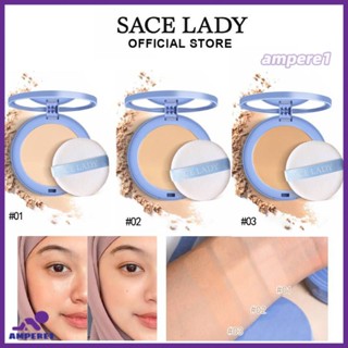 Sace Lady Oil-Control Compact Powder Bb &amp; Cc Cream Oil Control Matte Face Powder Long Lasting Flawless Setting Powder แต่งหน้าพร้อมกระจก-AME1