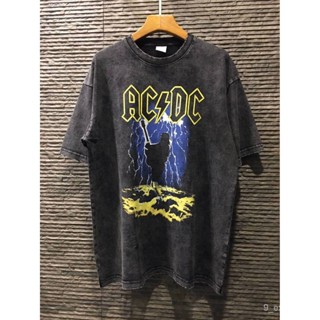 HG AC/DC THUNDERSTRUCK ARTWORK MUSIC BAND ROCK METAL ANGUS YOUNG BLACK T-SHIRT เสื้อวินเทจ วงดนตรีร็อค แบรนด์เอซีดีซี ac