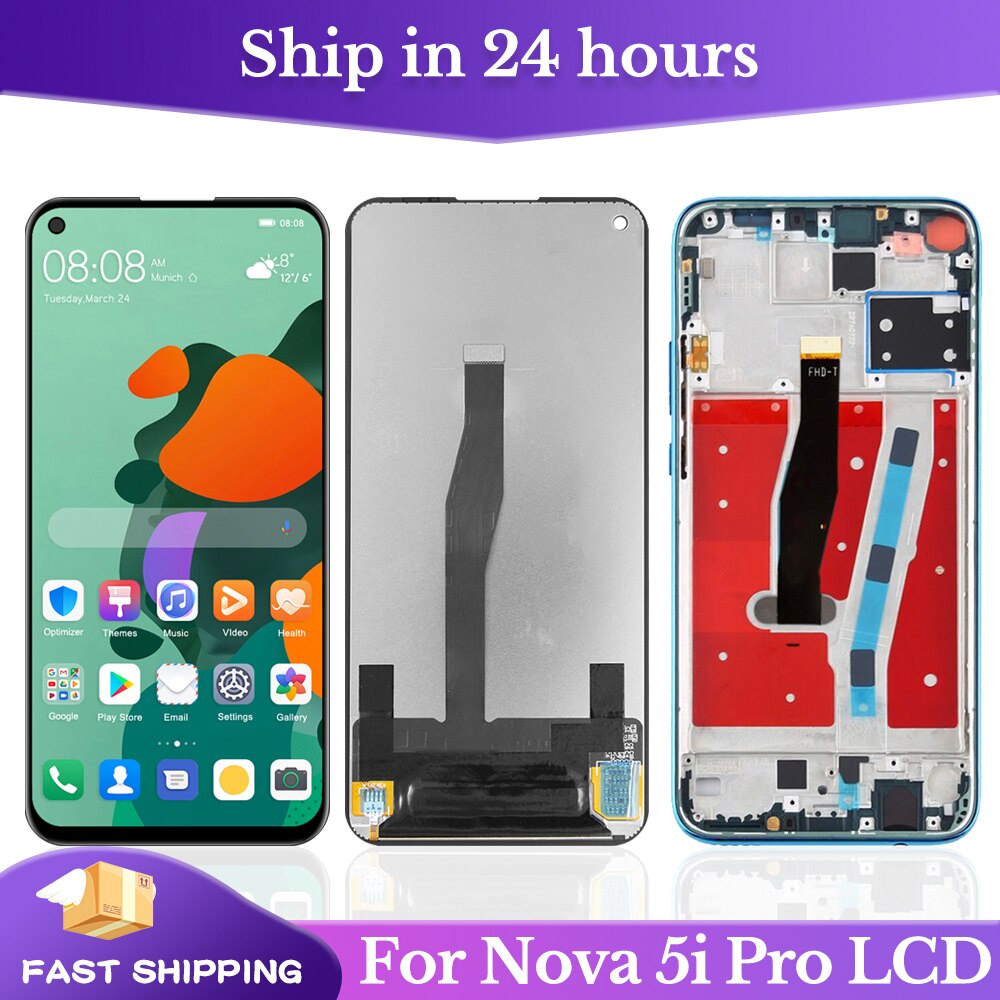 6.26 & 39;& 39; หน้าจอ LCD สําหรับ Huawei Nova 5i Pro จอแสดงผล LCD Touch Screen Digitizer Assembly อ