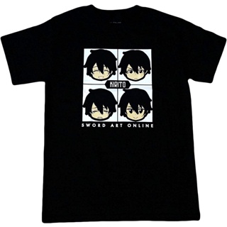 [COD] {พร้อมส่ง เสื้อยืดแขนสั้นลําลอง ผ้าฝ้าย 100% พิมพ์ลาย Sword Art Online: Kirito Faces พลัสไซซ์ ของขวัญวันเกิด