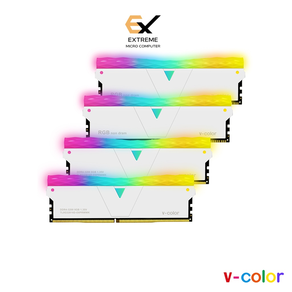 แรมพีซี 16GB (8GBx2) DDR4 3200/3600/4133 MHz v-color SCC (2+2) PRISM PRO RGB