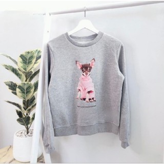 เสื้อแขนยาว Croop sweater cotton สีเทา