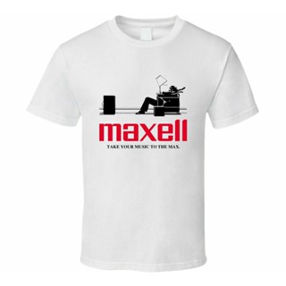 เสื้อยืด ผ้าฝ้าย พิมพ์ลาย Maxell Casette Tape Blown Away Speakers 80S สีขาว สไตล์เรโทร สําหรับผู้ชาย และผู้หญิง