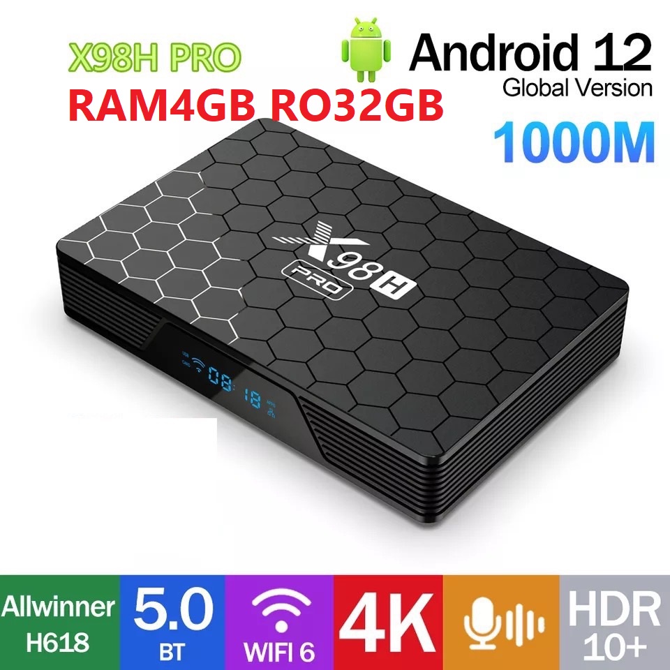 2023 Android TV Box X98H PRO แรม4GB/32GB Allwinner ใหม่ H618 Android 12 รองรับแลน 1000 M WIFI 6.0 บล