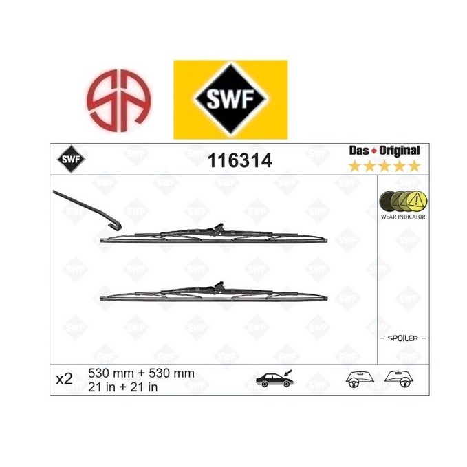 SWF ใบปัดน้ําฝนสปอยเลอร์ 21/21 Jeep Grand Cherokee WH WK WJ WG ZG ZJ 530+530 SWF 116314