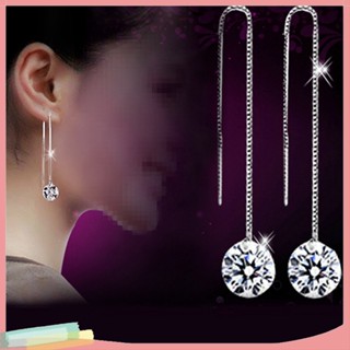 เครื่องประดับผู้หญิงต่างหูโซ่ยาว cubic zirconia