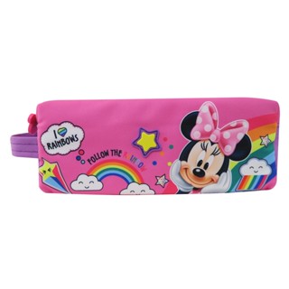 กระเป๋าดินสอ แต่งซิปคู่ ลาย Disney Minnie I Love Rainbow