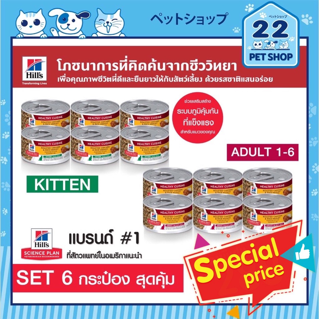 Hill's Science Diet Healthy Cuisine Wet Food อาหารแมวกระป๋อง ขนาด (79.37g x 6 กระป๋อง)