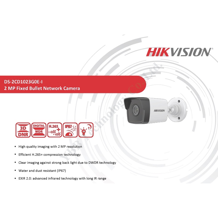กล้องวงจรปิด HIKVISION CCTV 2.8mm IP Camera DS-2CD1023G0E-I (2.8 mm.)