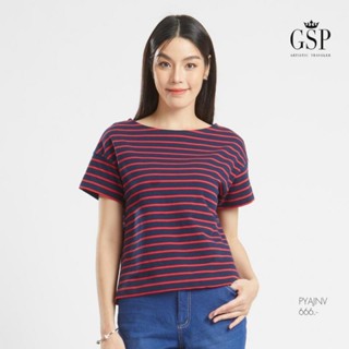 GSP woman's Tee shirt Lucky stripes เสื้อยืด แขนสั้น สีกรมริ…