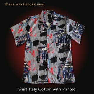 เสื้อเชิ้ต เสื้อผ้าฝ้าย เสื้อลำลอง  Shirt Italy Cotton with Printed Size XXL