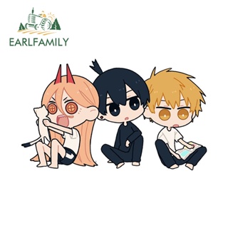 Earlfamily สติกเกอร์กันแดด ลายคนเลื่อยยนต์ Power Denji ขนาด 13 ซม. x 7.9 ซม. สําหรับตกแต่งรถยนต์