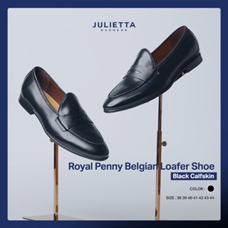 Julietta - Royal Penny Belgian Loafer Shoe Black Calfskin รองเท้า Julietta