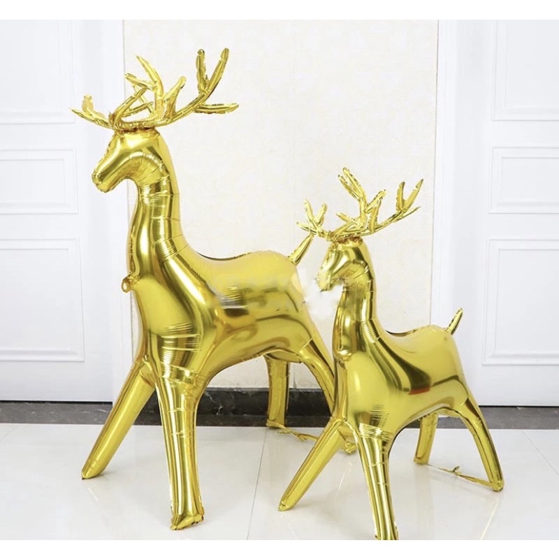 ลูกโป่งฟิล์มอลูมิเนียม รูปกวางเอลก์ 3D สําหรับตกแต่งบ้าน คริสต์มาส