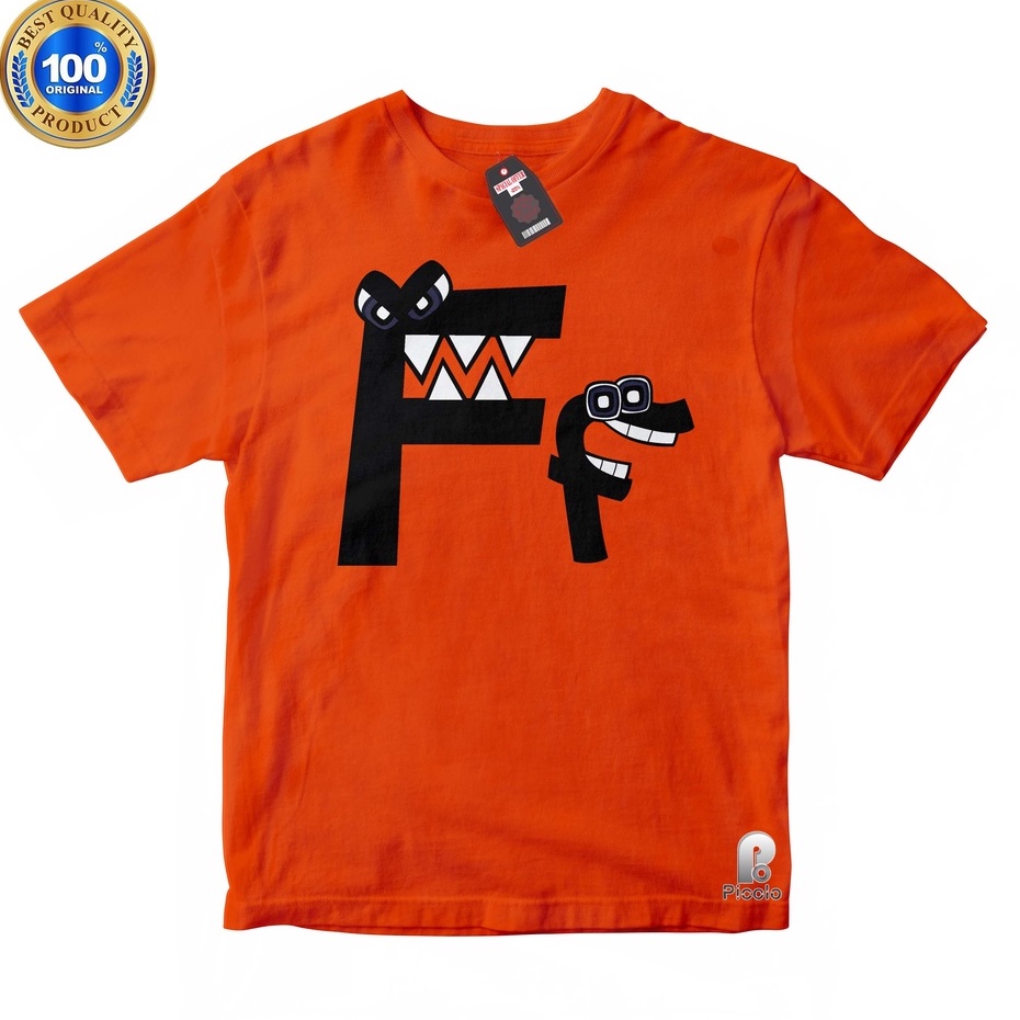 เสื้อผ้าเด็กเสื้อยืด CHILDRENS TOP, LETTER F ALPHABET LORE UNISEX, COTTON MATERIAL (ฟรีชื่อ)