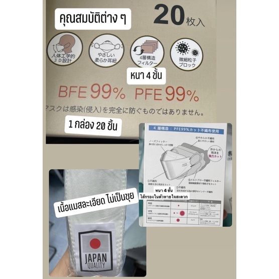 ‼️ ของแท้ พร้อมส่งทันที ‼️ แมส JN95 แมสญี่ปุ่น 3D หน้ากากอนามัยญี่ปุ่น แมสทรงเกาหลี - รูปที่ 4