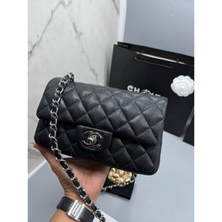 กระเป๋าสะพาย flap bag classic 8 Grade VIP Size 20CM สีดำอะไหล่เงิน