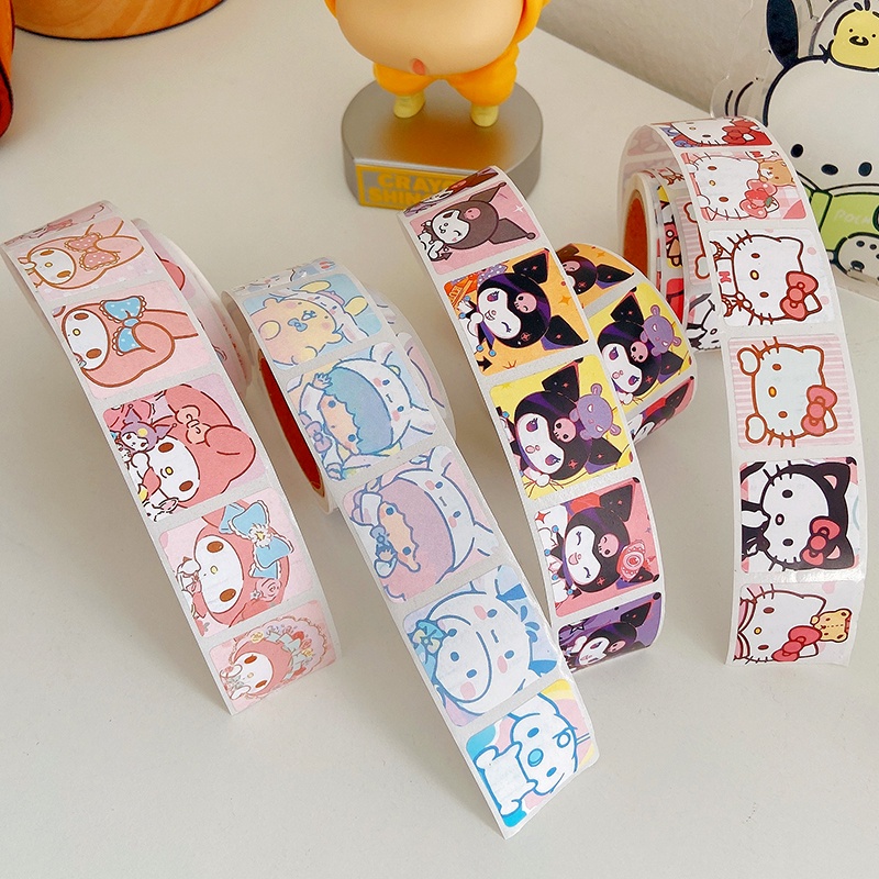 SANRIO สติกเกอร์เทปซีล ลายซานริโอ้น่ารัก เหมาะกับของขวัญ สําหรับตกแต่ง จํานวน 200 ชิ้น ต่อม้วน