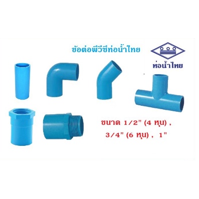 อุปกรณ์ ข้อต่อ สามทาง พีวีซี PVC แข็ง หนา ขนาด 4หุน 6หุน  สีฟ้า ท่อน้ำไทย สต็อกแน่น ของแท้100%