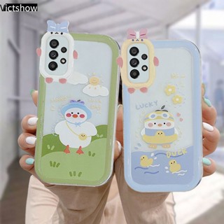 เคสโทรศัพท์อ่อนโยนตัวการ์ตูนน่ารักเป็ดน้อยสีขาว Samsung A03S A50 A32 A13 A23 A22 M22 M32 A04S M23 F23 A52 A12 A03 A51 A02S A20 A50S A30S A52S A30 M12 A125 A13 Life F12 M10S M40S A515F M02S A025 F02S