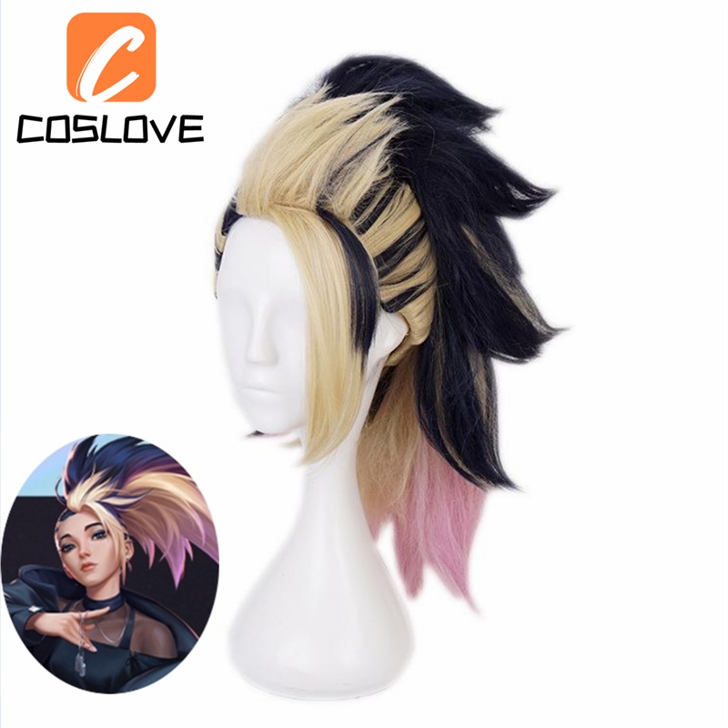 เกม LOL Akali KDA ALL OUT คอสเพลย์วิกผมเกม League of Legends คอสเพลย์ Akali K/DA คอสเพลย์สีน้ําเงินเ