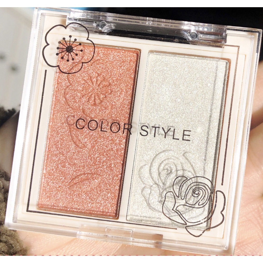 COLOR STYLE 07082 พาเลทอายแชโดว์ 2 สี 2in1 เนื้อใยไหม เนื้อแมท ประกายชิมเมอร์ เม็ดสีชัดแน่น สีสวย กันน้ำ ติดทนEye Shadow