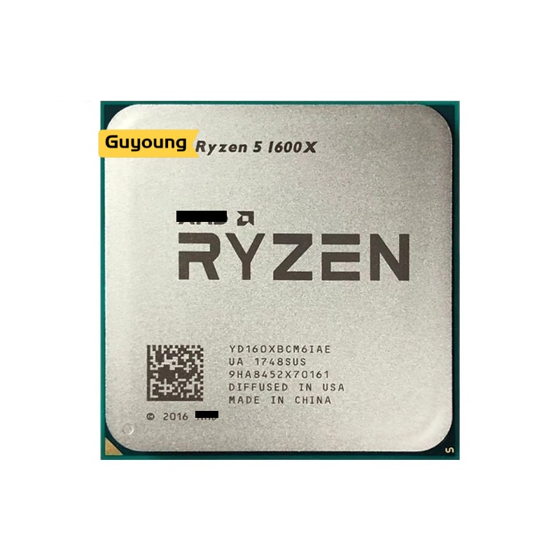 โปรเซสเซอร์ CPU Ryzen 5 1600X R5 1600X 3.6 GHz GAMING Zen 0.014 หกคอร์ สิบสองเธรด 95W L3=16M YD160XB