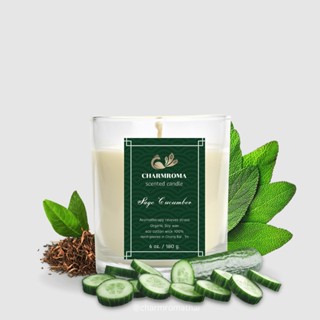 CHARMROMA Sage Cucumber Scented Candle / ชาร์มโรม่า เทียนหอมไขถั่วเหลือง กลิ่นเสจ คิวคัมเบอร์ ขนาด 50&amp;180 กรัม