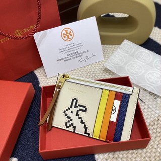 TORY BURCH รุ่นลิมิเต็ดปีกระต่าย ที่ใส่บัตร ที่ใส่บัตรหนัง กระเป๋าผู้หญิง กระเป๋าใส่เหรียญสำหรับปีกระต่ายนักษัตร