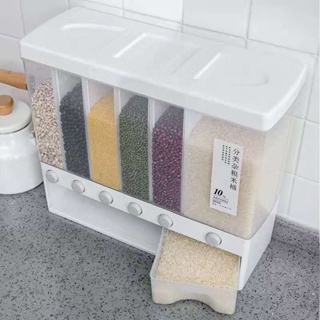 Wall Mounted Sealed Rice Storage Box Cereal Grain Container Dry Food Dispenser Grain Storage Jar High Capacity Storage C