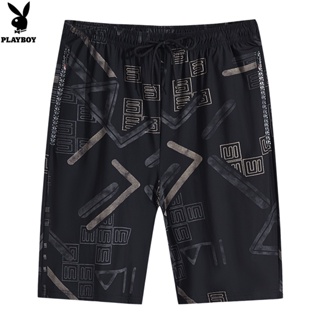 Playboy Printed Ice Silk Capris Mens Summer Thin Casual Shorts