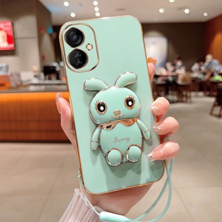 เคสโทรศัพท์มือถือ ลายการ์ตูนกระต่าย พร้อมสายคล้อง หรูหรา สําหรับ Tecno Spark 9T KH6