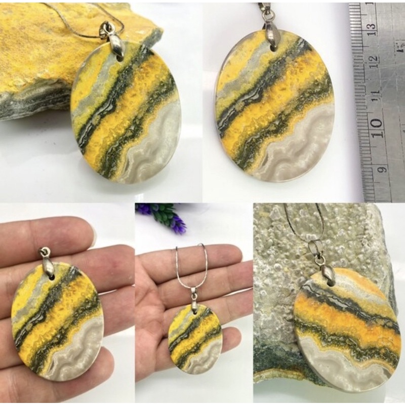 1Pc Natural BumbleBee Stone Pendant for Men And women รูปที่ 7