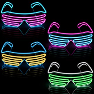 LED Glasses แว่นไฟ แว่นตากันแดด LED กระพริบลวด EL ส่องสว่าง แว่นตานีออน เครื่องแต่งกาย ปาร์ตี้ ไฟตกแต่ง แว่นตาไฟ