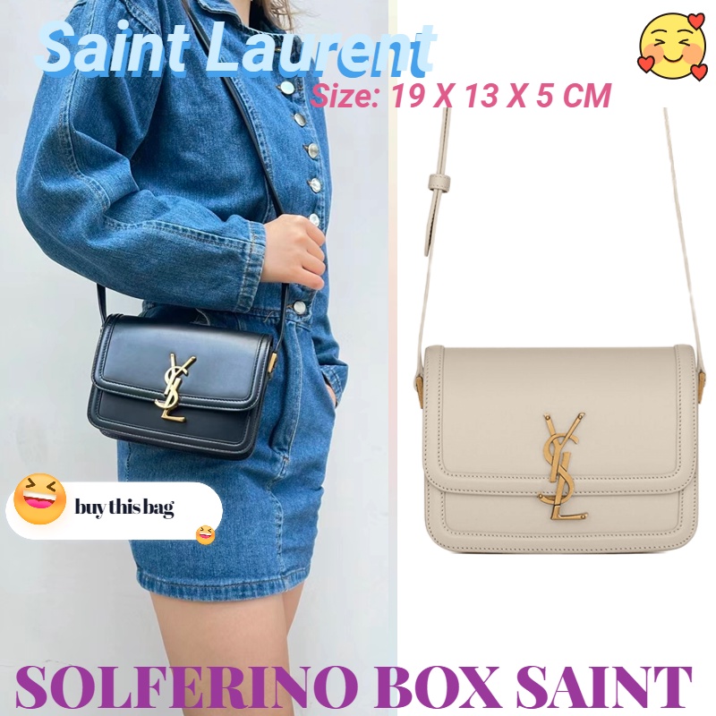 🎉แซงต์โลรองต์  Saint Laurent SOLFERINO BOX SAINT LAURENT กระเป๋าสะพายหนังขนาดเล็ก