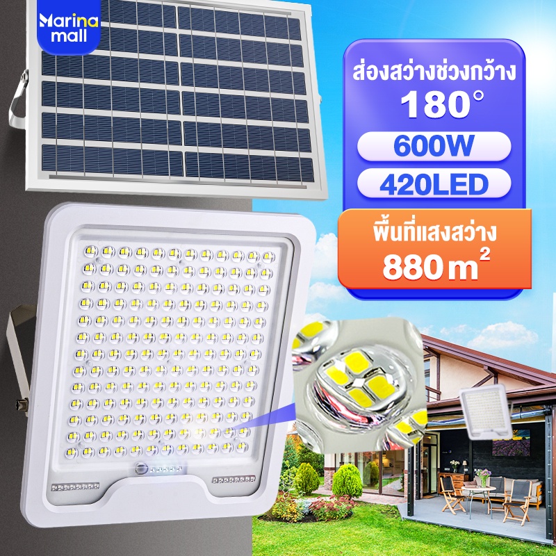 【พร้อมส่งจ้า】 ไฟโซล่าเซลล์ Solar lights กันน้ำ LED สว่างอัตโนมัติเมื่อฟ้ามืด แสงสีขาว จับเวลาระยะไกล