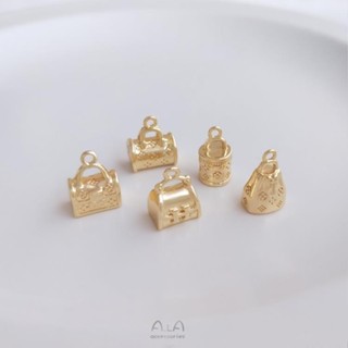 จี้กระเป๋าถือ รูปตัวอักษร H สีทอง 14K แฮนด์เมด diy