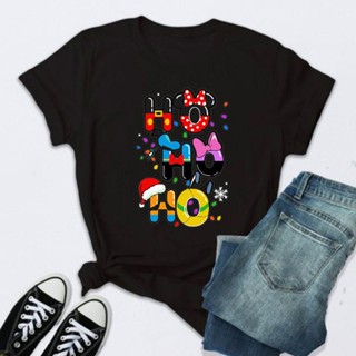 ถูกที่สุด Mickey Minnie T Shirt Women Short-sleeved Tee Shirt Female Merry Christmas New Year Gifts Women Clothes