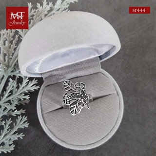 MT แหวนเงินแท้ รูปใบไม้ งานรมดำ ไซส์: 54, 56, 59, 60 Solid 925 Sterling Silver (sr444) MT Jewelry มณีธารา