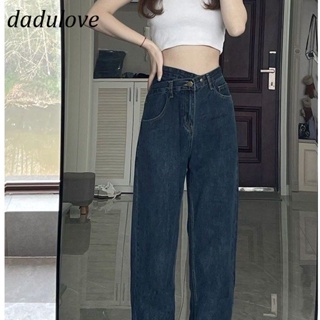 DaDulove💕 New Irregular Jeans Retro Loose Wide-leg Pants High Waist Blue-gray Niche Womens Straight-leg Pants