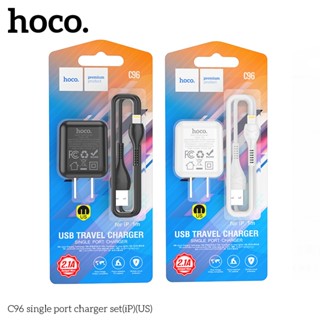 Hoco C96 หัวชาร์จ สายชาร์จ เช็ตหัวชาร์จ 1 พอร์ต ชาร์จเต็ม 2.1A / 10.5W  มีทุกหัว สำหรับ iOS, Micro, Type-C hc2