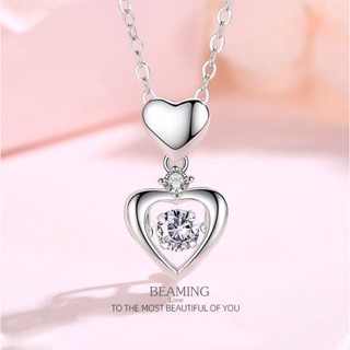 s925 Beaming Necklace สร้อยคอเงินแท้ หัวใจดุ๊กดิ๊ก สวยสดใส ประดับ Cubic Zirconia (CZ)