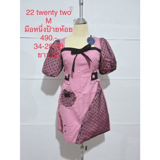 เดรสสั้น สีม่วง ลายจุด TWENTY TWO SIZE M มือหนึ่งป้ายห้อย