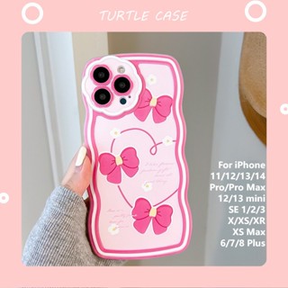 [พร้อมส่ง] เคสโทรศัพท์มือถือซิลิโคน ป้องกัน ลายดอกไม้ ประดับโบว์ สําหรับ Apple iPhone 14 13 12 11 PROMAX XS XR XSMAX SE2020 6 7 8PLUS MINI