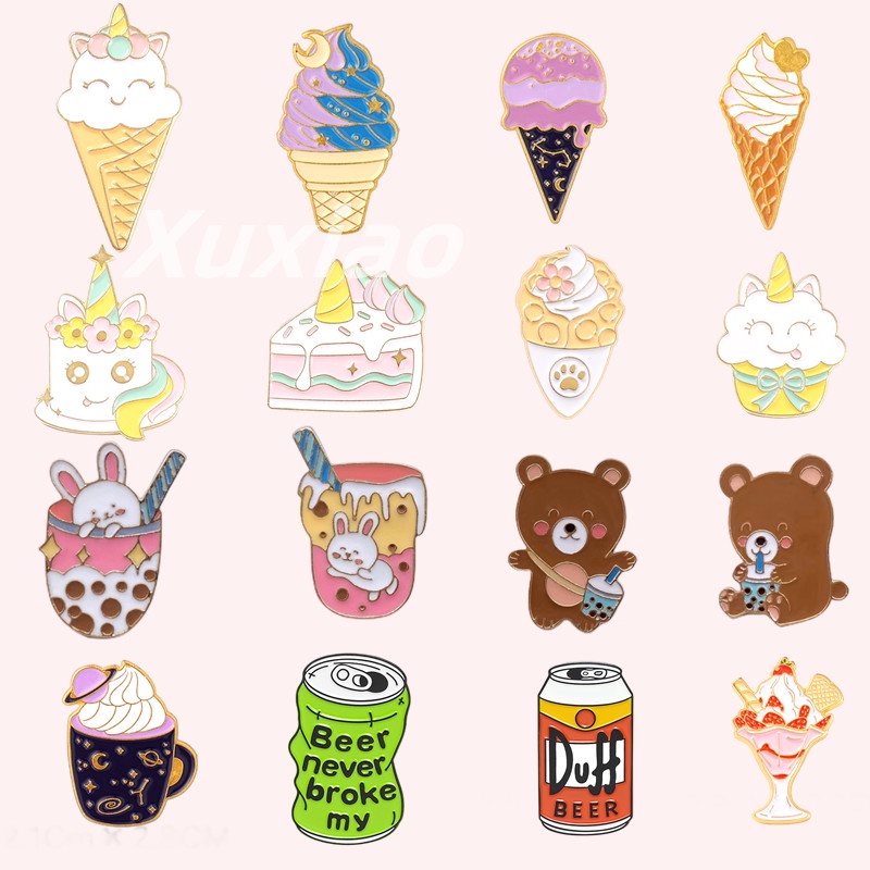 เข็มกลัด รูปไอศกรีม เค้ก ขนมหวาน 27 แบบ เหมาะกับฤดูร้อน อุปกรณ์เสริม สําหรับเพื่อน