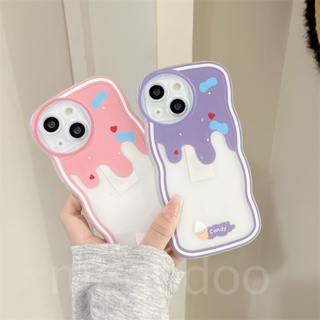 Casing For iPhone 15 14 13 12 11 Pro Xs max Mini 7 8 6 6S Plus X XR 14ProMax 13promax 12promax 11promax 6+6S+ 7+ 8+ Cute Waves Edge Candy ice Cream Fine Hole Airbag Shockproof Clear Soft Phone Case Cover BW 23