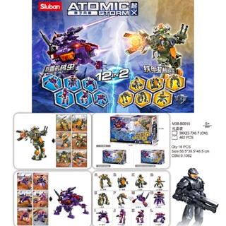 ProudNada Toys ตัวต่อ หุ่นยนต์อวกาศ ยานอวกาศ 12in2 Sluban ATOMIC STORM 462 PCS M38-B0915