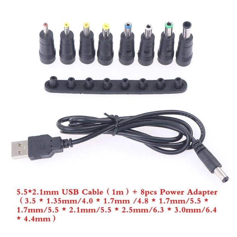 สายชาร์จDCพร้อม8หัว(usb to DC cable+8หัว)พร้อมส่ง