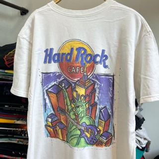 เสื้อยืดแขนสั้น พิมพ์ลาย Cafe Statue of Liberty Punk Rock สไตล์ฮิปฮอป เรโทร สําหรับผู้ชาย และผู้หญิง