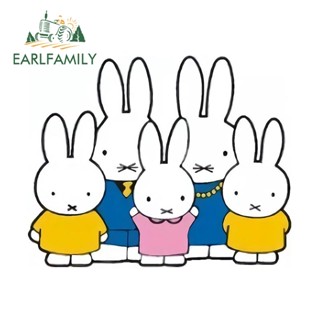 Earlfamily สติกเกอร์ไวนิล ลายการ์ตูน miffy สําหรับติดตกแต่งรถยนต์ แล็ปท็อป กีตาร์ กระเป๋าเดินทาง 13 ซม. X 10.4 ซม.